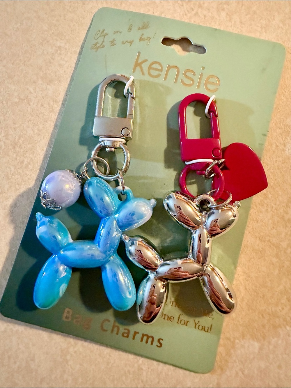 Kensie Balloon Dog Bag Charms NWT
